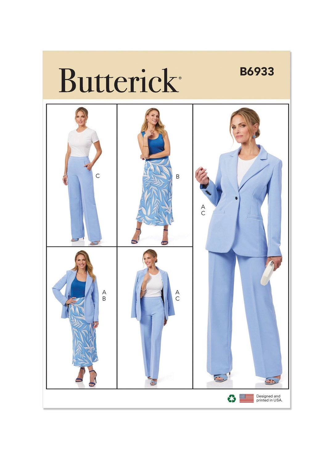 Misses Jacket, Skirt and Pants Butterick Sewing Pattern B6933 Uncut, FF ...