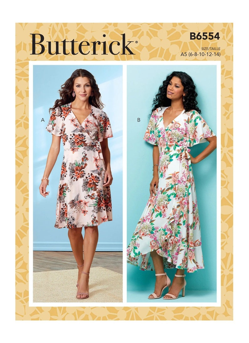 Misses Wrap Dresses Butterick Sewing Pattern B6554 image 1