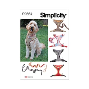 Dog Harness and Leash with Trim Options Simplicity Sewing Pattern S9664 Uncut, FF