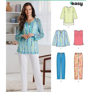 Misses&#39; Tunic or Top and Pull-on Pants New Look Sewing Pattern N6292 Uncut, FF
