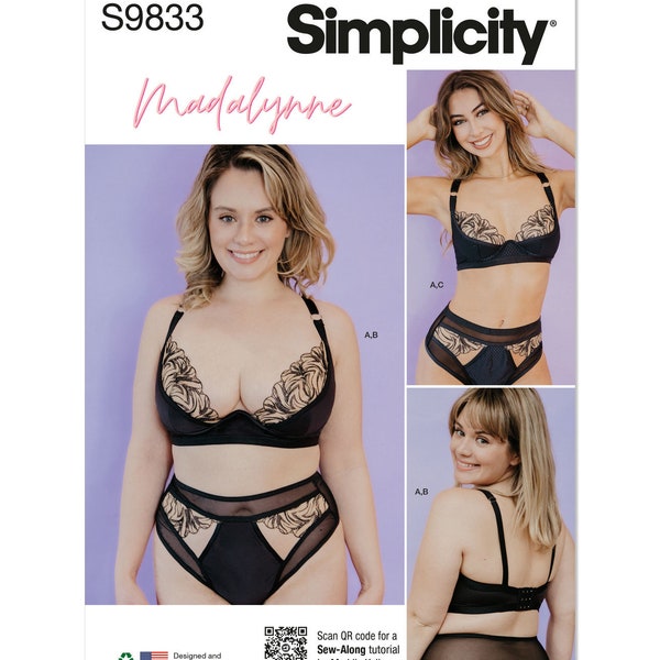 Misses and Women's Bra, Panty and Thong by Madalynne Intimates Simplicity Sewing Pattern S9833