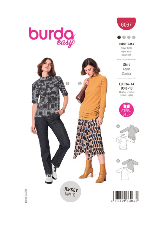 Misses' Top With Raglan Sleeves Burda Style Sewing Pattern 6067 
