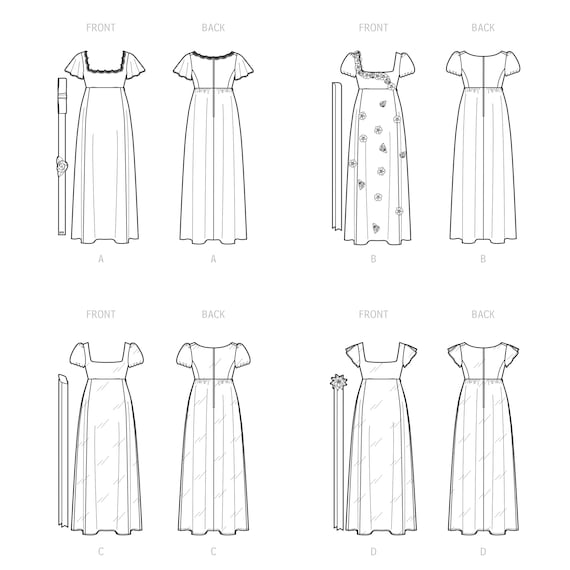 Misses and Women's Regency Era Style Dresses Simplicity Sewing