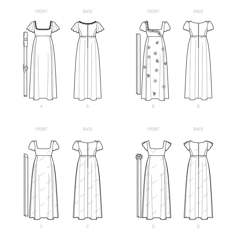 Misses and Women's Regency Era Style Dresses Simplicity Sewing Pattern S9434 image 9