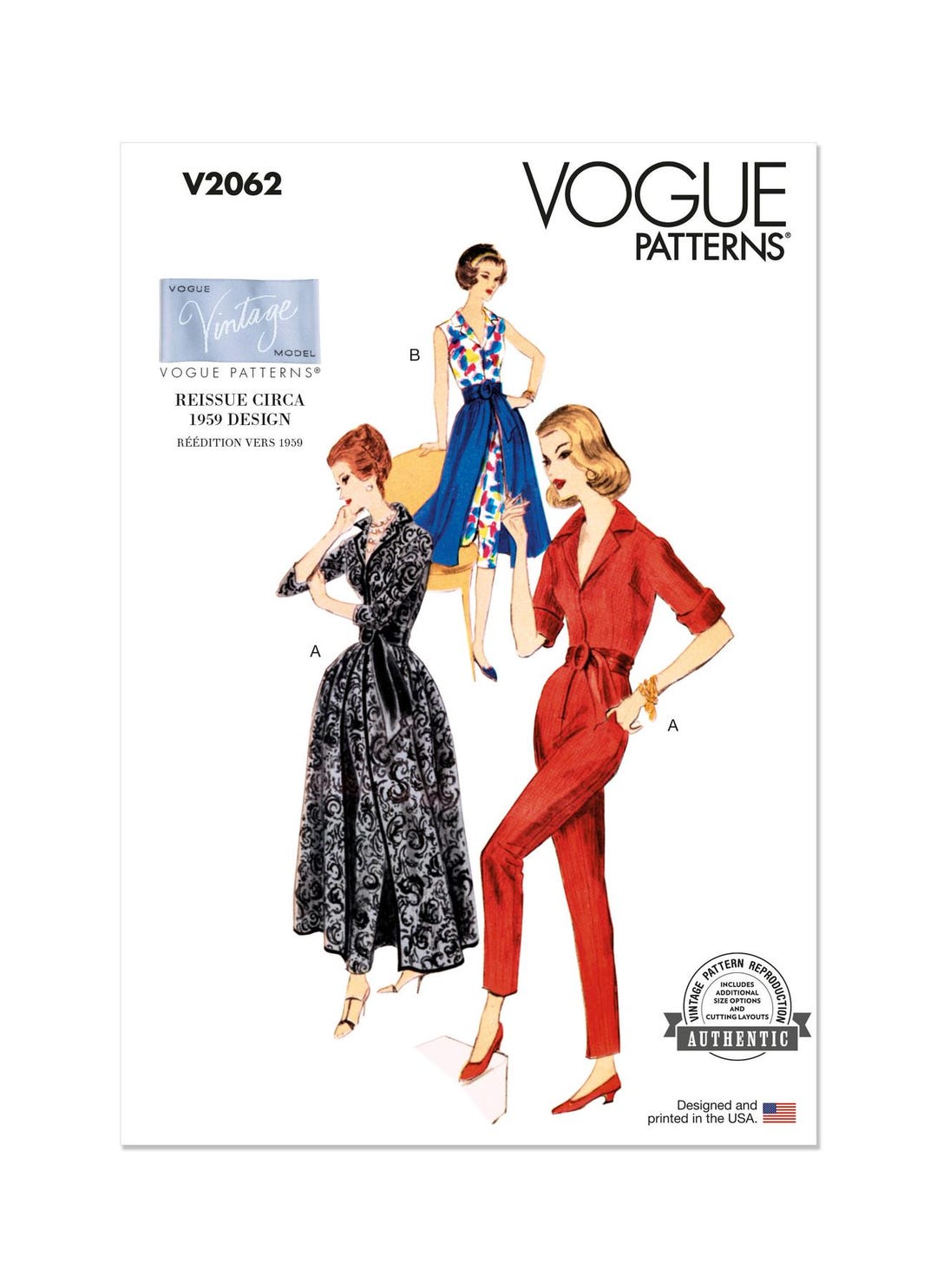 1950s Misses' Slack Suit and Skirt Vogue Sewing Pattern V2062 Uncut, FF ...