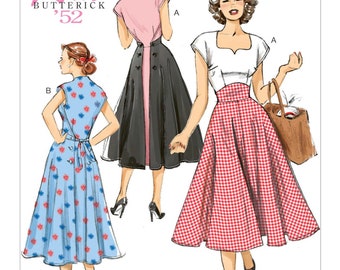 Misses Pullover Back-Wrap Dresses Butterick Sewing Pattern B6212