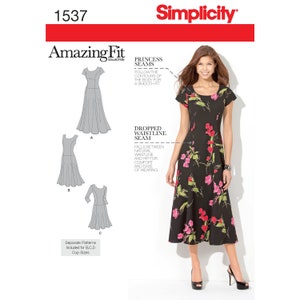Misses and Plus Size Amazing Fit Dress Simplicity Sewing Pattern 1537 Uncut, FF