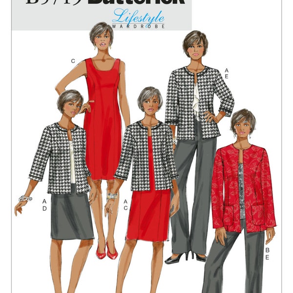 Misses'/Women's Open-Front Jackets, Dress, Skirt and Pants Butterick Sewing Pattern B5719