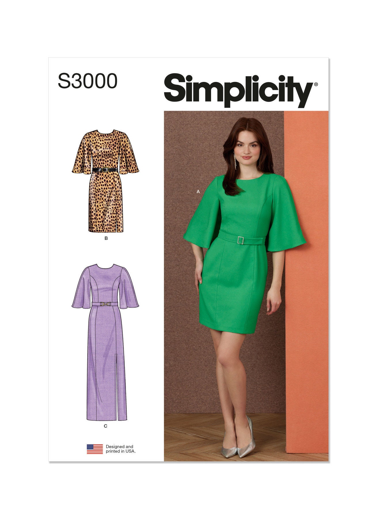 Misses' and Women's Dress In Three Lengths Simplicity Sewing Pattern S3000 Uncut, FF