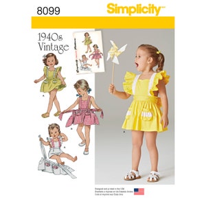 Toddlers' Romper and Button-on Skirt Simplicity Sewing Pattern 8099