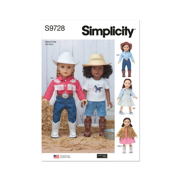 Out Of Print 18" Doll Clothes by Elaine Heigl Designs Simplicity Sewing Pattern S9728 Uncut, FF