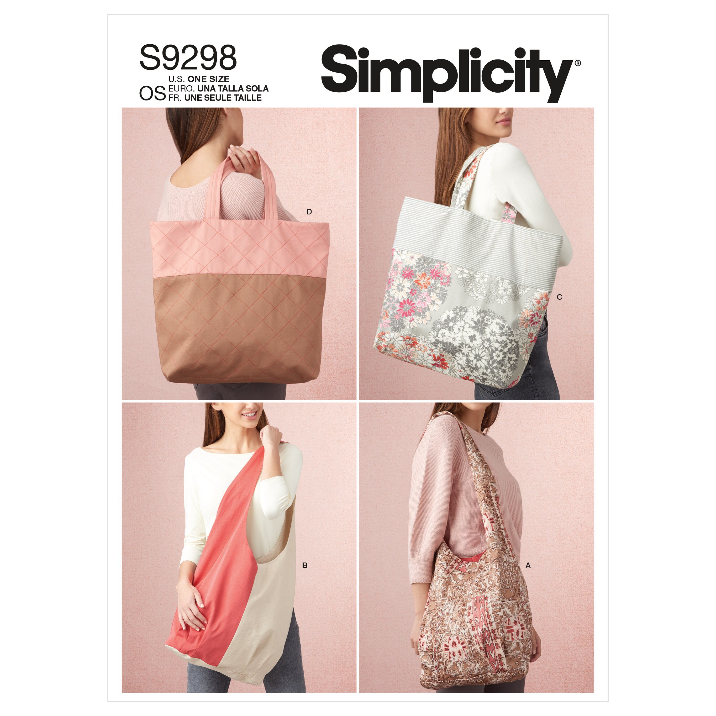 Market Tote Bags Simplicity Sewing Pattern S9298 Uncut, FF