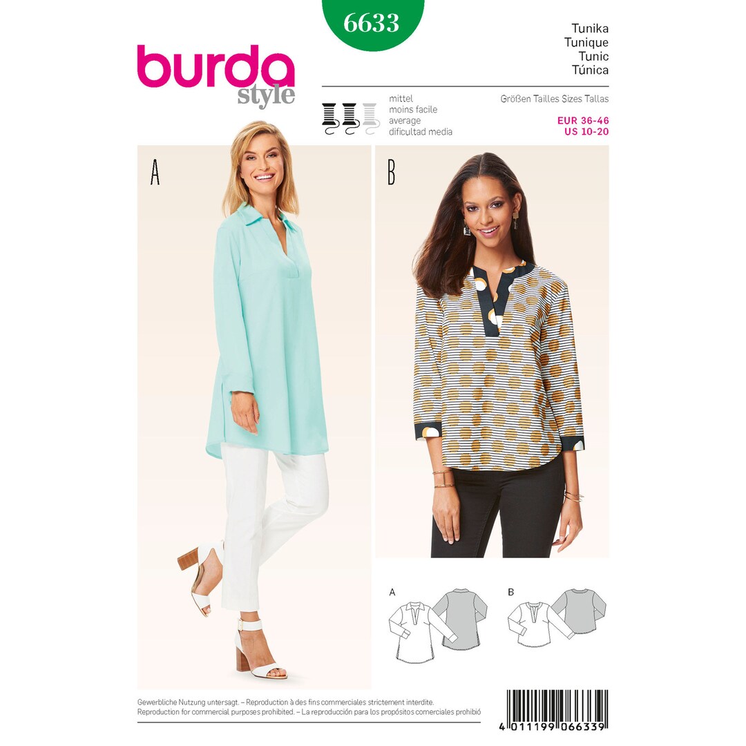 Misses' Tunic Burda Style Sewing Pattern 6633 Uncut, FF - Etsy