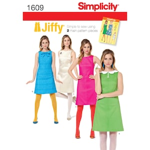 Misses&#39; Jiffy 1960s Vintage Dress Simplicity Sewing Pattern 1609 Uncut, FF