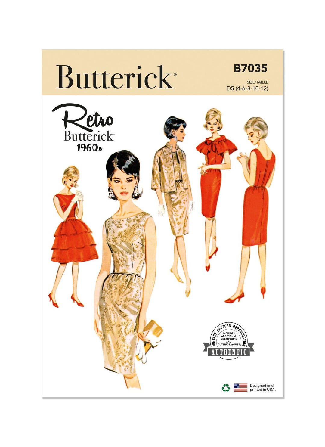 1960s Misses' Dress, Jacket, Capelet and Overskirt Butterick Sewing ...