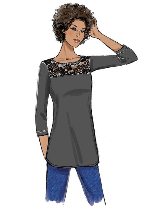 Misses' Knit, Lace-detail Tops Butterick Sewing Pattern
