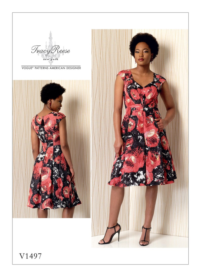 Misses/' Pleated Dress With Sweetheart-Neckline Vogue Sewing Pattern V1497