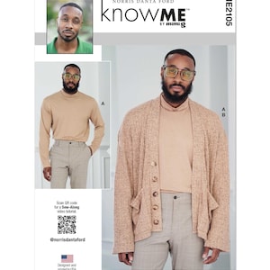 May include: A sewing pattern for a cardigan and a turtleneck shirt. The pattern is from the knowME by mimig brand and is for size ME2105.