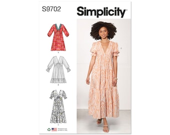 Misses Empire Dress Simplicity Sewing Pattern S9702 Uncut, FF