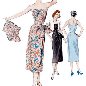 1950s Misses' Dress and Bolero Jacket Butterick Sewing Pattern B6923 ...
