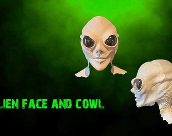 Alien Face and Cowl - Foam Latex Prosthetic (UNPAINTED)