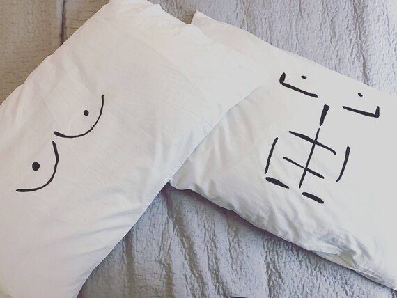 His Hers Boobs And Moobs Pillow Case Set Etsy