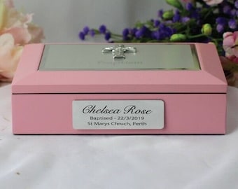 Baby girl baptism personalised keepsake box - made to order custom gift austr...