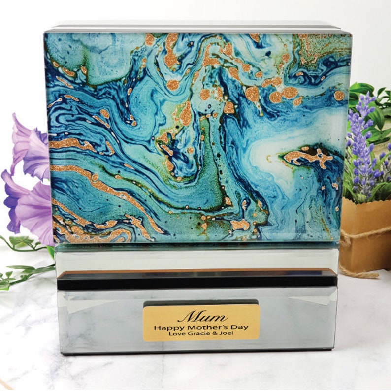grandma Mirrored Jewelry Box nana Fortune Of Blue Mum