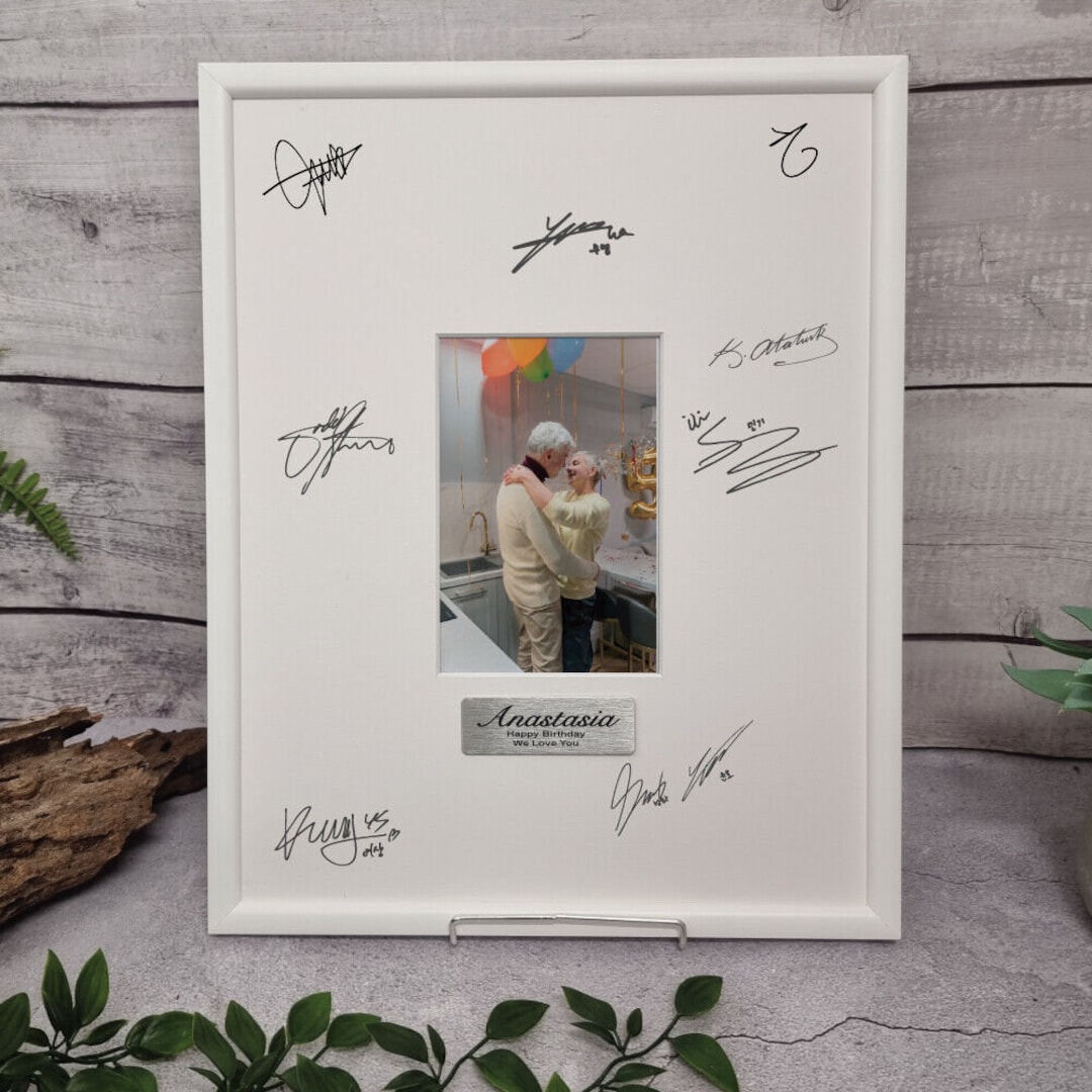 Birthday White Signature Frame 4x6 Photo 18th, 21st, 30th, 40th, 50th ...