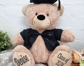 Personalised Graduation Bear with Cape Beige 40cmUniversity, Pre-School, High School Gradate, Graduation 2024