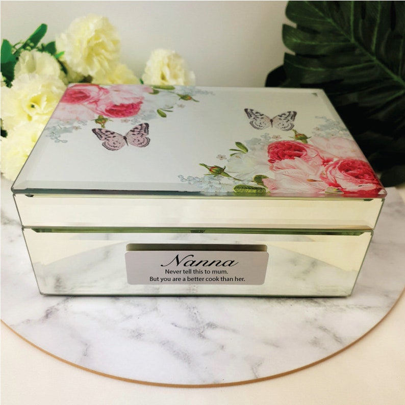 Mum Reflection Personalised Nana Grandma Mirrored Jewelry Box