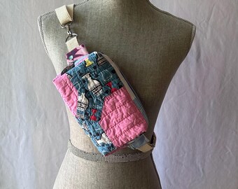 Vintage Quilt Crossbody Bag - Patchwork Small Purse