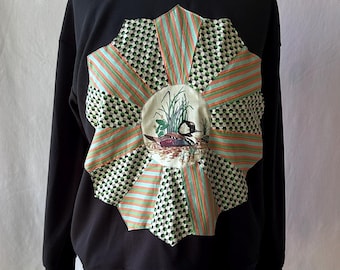 Vintage Duck And Dresden Plate Appliquéd Crewneck Sweatshirt