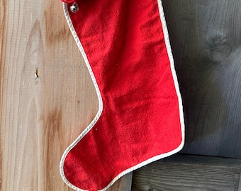 Vintage Handmade Flannel Felt  Christmas Holiday Stocking