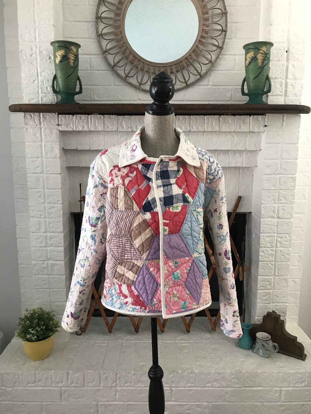 Quilted Jacket Vintage Quilt Jacket Patchwork Quilt Jacket Etsy