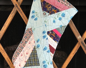 Vintage Quilt Christmas Holiday Stocking