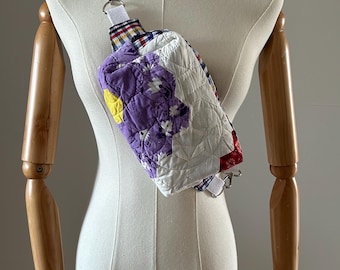 Vintage Quilt Crossbody Bag - Patchwork Small Purse