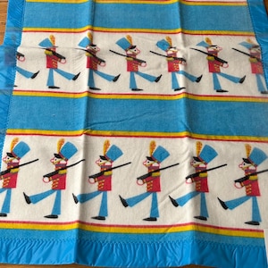 Vintage Baby Blanket - Vintage Toddletime Blanket - Vintage Toy Soldier Acrylic Blanket- Vintage Crib Blanket