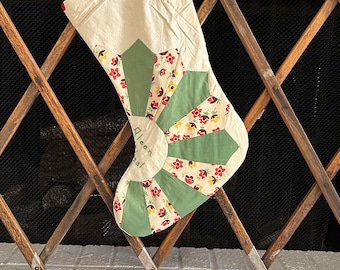 Vintage Quilt Top Patchwork Christmas Holiday Stocking