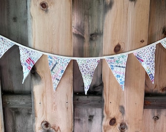 Multicolored Fabric Garland - Vintage Quilt Pennant Banner