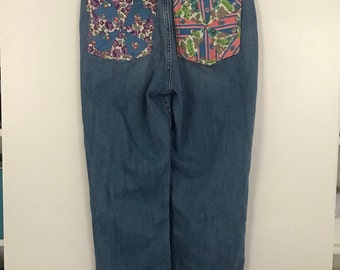 Vintage Quilt Pocket Jeans - Quilted Jean Pockets - Patch Pocket Jeans