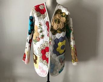 Quilted Jacket - Vintage Quilt Jacket - Patchwork Quilt Jacket - Quilt Chore Jacket