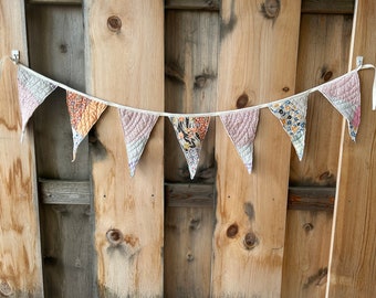 Colorful Fabric Garland - Quilt Garland - Fabric Pennant Banner - Quilt Pennant Banner - Quilt Bunting