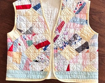 Vintage Quilt Patchwork Chore Vest