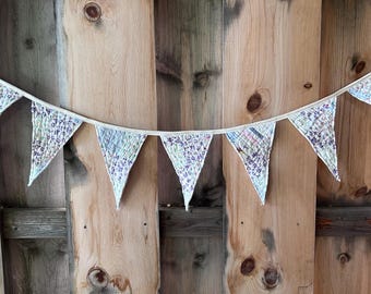 Multicolored Fabric Garland - Vintage Quilt Pennant Banner