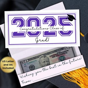 Porte-monnaie pour l'obtention du diplôme - Modifiable - Téléchargement numérique instantané - Diplômé du secondaire - Cadeau pour un diplômé universitaire - Promotion 2025 Senior