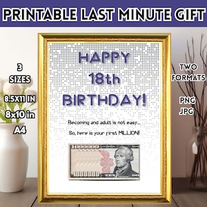 18歳の誕生日に贈る、印刷可能な直前ギフト（レターサイズ、8x10インチ、A4サイズ） - First One Million Holder - ゲーマーのティーンへの最高のギフト