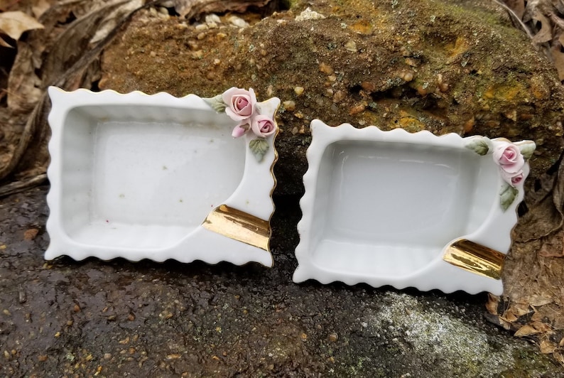 Ashtrays C Four Lefton Raised Pink Rose Vintage B