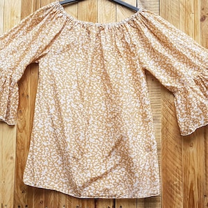 Bell sleeve beaded blouse, silk and cotton see through top