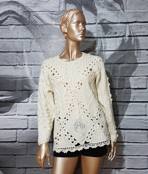 Vintage crochet sweater, hand knit